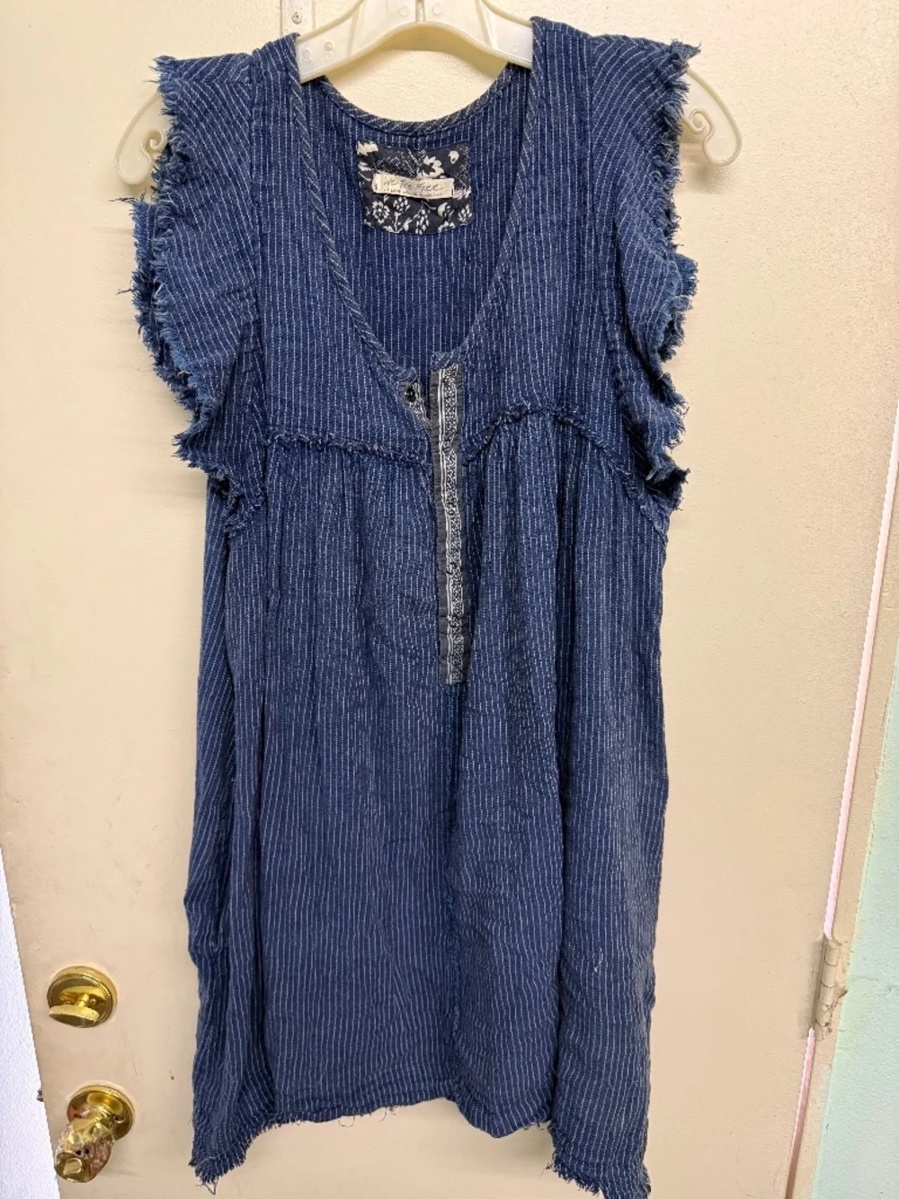 Free People Blue and White Strip Sleeveless Tunic